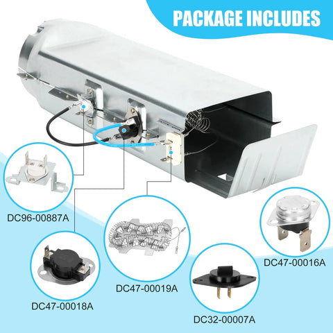 Dryer Heating Element Replacement Kit Fits DV45H7000EW A2 DVE50R5400V A3 Easy Install DC97-14486A components layout