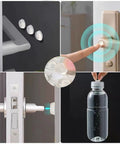 Clear Self Adhesive Cabinet Door Bumpers, 100 Pack Silicone Rubber Cushions, 1/2 Inch Diameter, 3.5mm Thick, shown in use