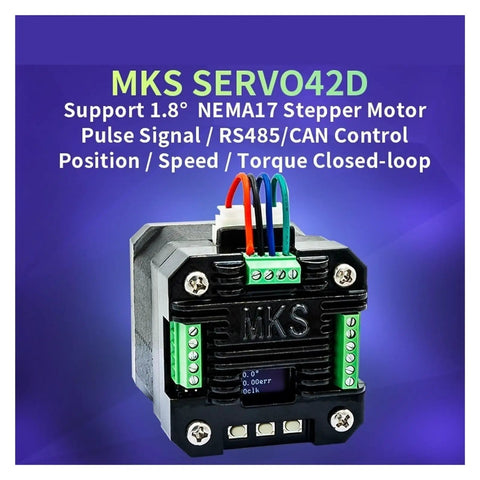 Closed Loop NEMA17 Stepper Motor Driver With GenL FOC For CNC And 3D Printers, Quiet Operation, High Efficiency, Pro Grade Precision Motion Control, RS485 Ready, SERVO42D Model For Smooth, Reliable Actuation, black unit front view