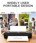 Travel Ready Portable Bluetooth Thermal Printer For On The Go, Inkless N80 Wireless Printer shown printing in diverse settings