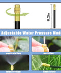Close-up of brass nozzle on 49.21Ft Drip Irrigation Kit with adjustable flow modes for gardens and greenhouses.