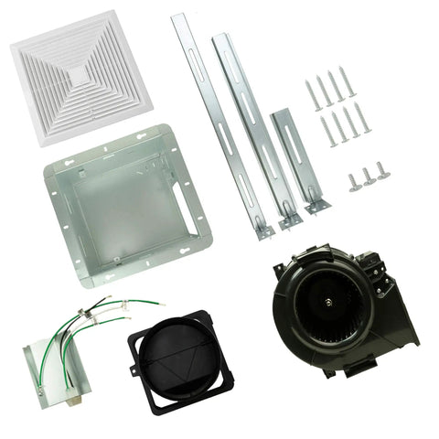 Ultra Quiet Bathroom Exhaust Fan 90 CFM For 80 To 90 Sq Ft Rooms parts including 4 inch duct collar and mounting hardware