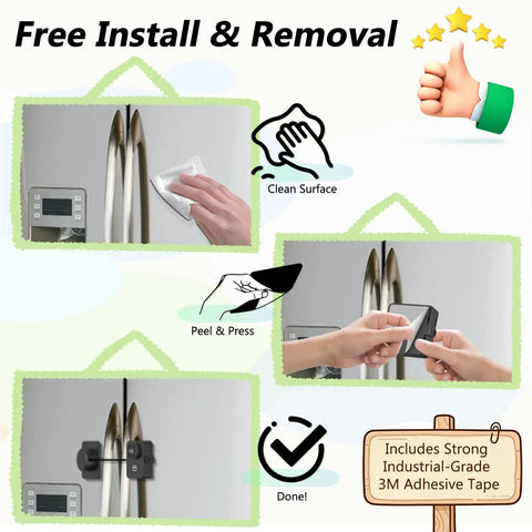 Installation steps for Palm Vein Fridge Lock With App Control, Smart Biometric Refrigerator Lock on fridge doors.
