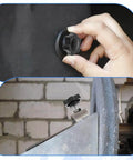 1/4-20 Knurled Thumb Screws Set, Black Plastic Knobs being used on machinery and furniture, showing hand adjustability.