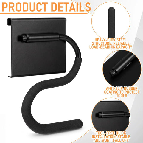 4 Pack S Hooks For Wall Storage System Heavy Duty Curved Pivot Garage Hooks With Non Slip Coating shown in detail view