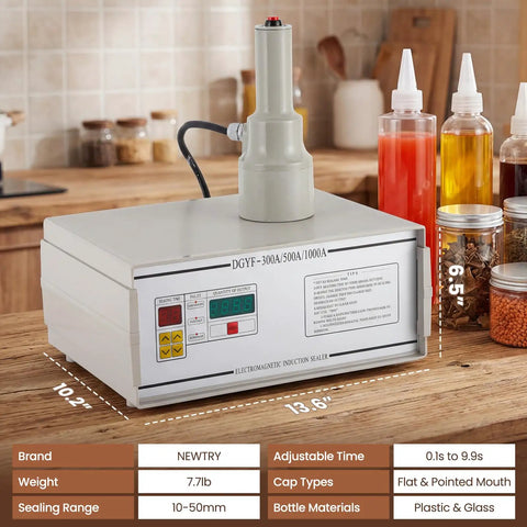 Handheld Induction Sealer For Flat And Spout Caps 10 To 50 mm Portable Bottle Finisher 110V Runs Tight And Smooth Sealing Aluminum Foil On Non Metallic Containers Slick Build Comfort Grip Handle Compact Design Fits Any Workspace