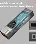 2-In-1 Laser Measure And Line Laser Pro-Grade With 196 Ft Range, Cross Line Alignment, Three Laser Heads, Type C Rechargeable, Area Volume And Pythagorean Calculations For Construction And Tiling, 1.4 Inch Black LCD, two-head laser level