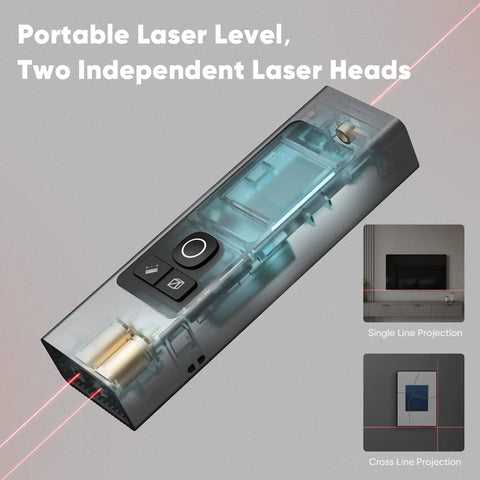 2-In-1 Laser Measure And Line Laser Pro-Grade With 196 Ft Range, Cross Line Alignment, Three Laser Heads, Type C Rechargeable, Area Volume And Pythagorean Calculations For Construction And Tiling, 1.4 Inch Black LCD, two-head laser level