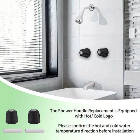 Remodel Bathtub And Shower Handle Kit 2 Piece Replacement With 12H 2H And 12H 2C Stems Flange Base Matte Black Finish shown in bathroom