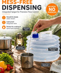 Collapsible Water Tank With Spigot For Camping And Road Trips dispensing water into a mug on a picnic table.