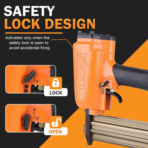 Pro Spec 16 Gauge Pneumatic Finish Nailer Drives Three Quarter To 2 Inch Straight Nails packing safety lock design for secure use.
