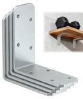 Heavy Duty L Brackets For Wood Framing Rugged Galvanized Cold Rolled Steel Angle Corner Braces Pro Grade Diy Shelf Support Hardware Kit 4 Pack with one bracket shown.