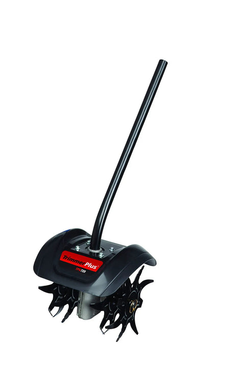 Garden Tiller Cultivator Attachment For Gas Powered Multi-Use Outdoor Equipment, showing steel tines and handle.