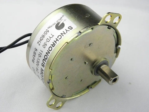 TYD-50 Small Synchronous Gear Motor 110V AC 5-6 RPM CCW with 11mm flush shaft, compact gearbox close-up
