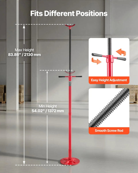 Underhoist Support Stand 1653 Lb Capacity With Adjustable Height From 54.02 Inches To 83.86 Inches in red shown in garage