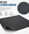 Ultra Grippy Self Adhesive Rubber Pad Sheet Heavy Duty Non Slip Backing Perfect For Diy Gear And Furniture Cushioning Keeping Appliances Rock Solid And Secure In Black with textured surface.