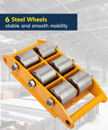 Beefy Heavy Duty Machinery Moving Skates 12 Ton Machine Skates With 360 Degree Rotation Cap And 8 Steel Rollers close-up