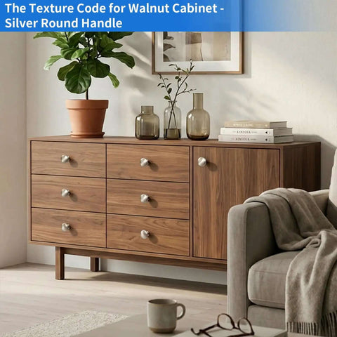 Walnut cabinet with Ten Pack Silver Round Cabinet Knobs One And A Quarter Inch Solid Aluminum Drawer Knobs.