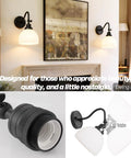 SongCiLT Vintage Wall Sconce 1-Light with White Striped Glass Globe Shade mounted in a living room, featuring a black metal arm.