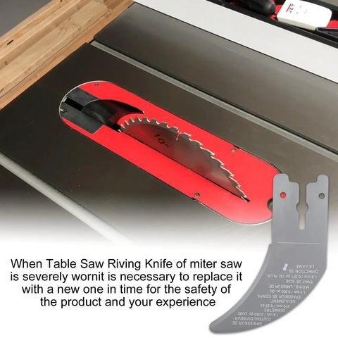 Top Tier Table Saw Riving Knife Kickback Shield Compatible With Dewalt Dwe7485 showing saw blade and riving knife assembly on saw.