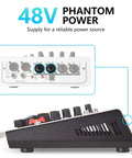 Rear panel view of Six Channel DJ Mixer With USB MP3 Bluetooth Input, Four Mic Preamps, Built In DSP Effects, 48V Phantom Power