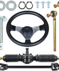 Steering Wheel and Rack Pinion Kit for 110cc Go Karts ATVs Buggy Quads, 300mm Wheel With 320mm Adjustable Shaft, 36mm Center Distance