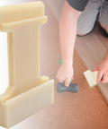 4-in-1 Nylon Tapping Block Kit For Laminate And Wood Flooring Installation showing usage during flooring setup