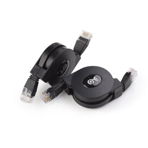 2-Pack 3Ft Retractable Ethernet Cables Cat5e For Gigabit Networking 10 100 1000 Mbps RJ45 Travel Friendly For Computers