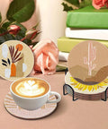 Eight Pack Landscape Diamond Painting Coasters With Holder Complete DIY Kit For Adults Round Full Drill 5D Gem Dots Craft