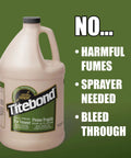 Prime Choice Cold Press Veneer Glue in 32 oz container highlighting no harmful fumes or sprayer needed for flat panel projects.