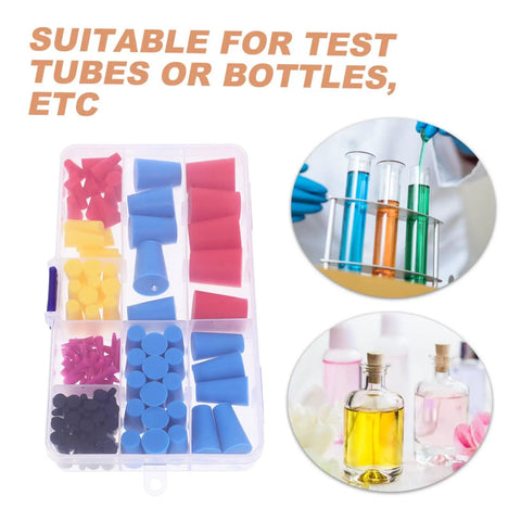 Top Tier Assorted High Temp Silicone Rubber Tapered Plug Kit With 8 Sizes For Caulking Tubes Sealing Caps Plus Flasks Test Tubes Tanks And Bottles That Stand Up To Serious Heat And Work Like A Champ, 8-size silicone plugs tray