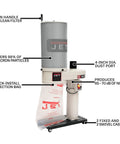 Beast Mode 1 HP Dust Collector With 2-Micron Canister Filter, 115/230V Single Phase, 4-Inch Dust Port, portable design with casters