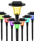 Color Changing Solar Garden Lights With Glass Pathway Lamps Waterproof Outdoor Landscape Walkway Yard Decor Solar Powered High Brightness Easy Install Battery Included Vibe Up Your Lawn in vibrant colors