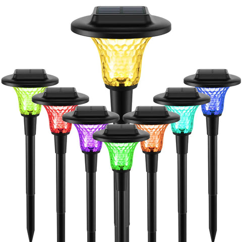 Color Changing Solar Garden Lights With Glass Pathway Lamps Waterproof Outdoor Landscape Walkway Yard Decor Solar Powered High Brightness Easy Install Battery Included Vibe Up Your Lawn in vibrant colors
