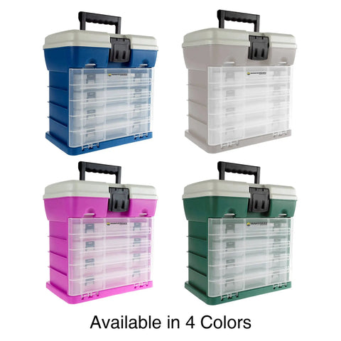 Durable 4 Drawer Tool Box Organizer With 19 Compartments For Camping Gear And Fishing Tackle in four color options
