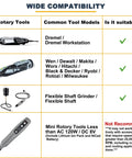 Compatibility chart for 545 Piece Rotary Tool Accessories Kit With One Eighth Inch Shank Compatibility For Dremel And Flex Shaft Grinders