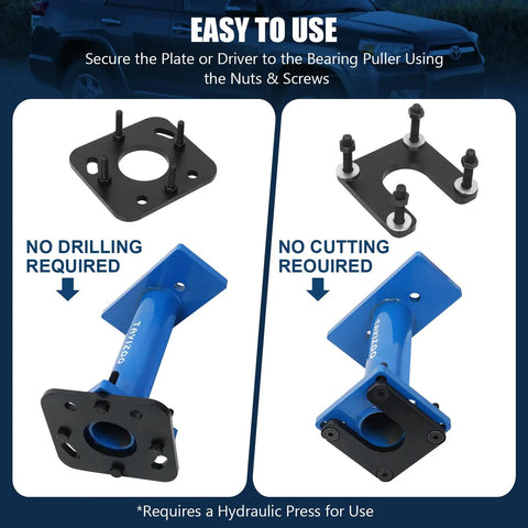 Rear Axle Bearing Puller And Installer Kit With ABS Tone Ring Adapter Plate showing steel components with fasteners