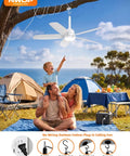 NWOP 28 Inch Plug-In Outdoor Ceiling Fan with Light and Remote, Waterproof Small Ceiling Fan for Patio Porch Balcony in use outdoors.