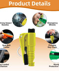 JINRUITOP yellow plastic 3-in-1 car window breaker with seat belt cutter and emergency whistle on key chain
