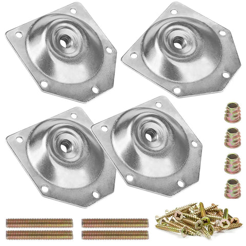 Beefy Heavy Duty Leg Mounting Plates Four Pack For Furniture And Tables 12 Degree Angled Metal Mounting Brackets Easy Install T Plate Hardware
