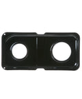 Porcelain Double Drip Pan Black For Gas Ranges Replacement OEM Part, shown in full product view with dual openings.