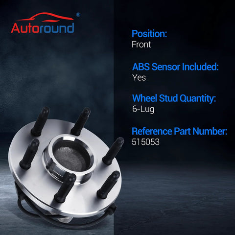 Front Wheel Hub And Bearing Assembly Compatible With Cadillac Escalade 2002-2006 front view showing 6-lug design
