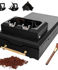 Electric Portafilter Cleaner And Espresso Grounds Collection Tray for 58mm machines with brushes and grounds.