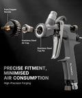 Heavy Duty LVLP Auto Paint Sprayer with pure copper nozzle and stainless steel parts for pro-grade detailing.