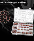 Super Sweet 570pcs Copper Washer Assortment Kit With 30 Metric Sizes Nice For Auto Repair And Home Plumbing Jobs Plastic Organizer Holds Sump Plugs Hydraulic Fittings Oil Seals Easy Find Compartments Keep Gear Tidy On Trucks Or Cars.