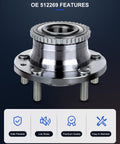 Wheel Bearing Hub Assembly With ABS Sensor Rear 5 Lug Direct Fit Replacement 512269 X2 Easy Install for Mazda Dodge rear view