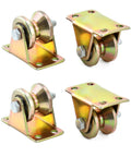 Steel Groove Rigid Caster Wheel 1 Point 2 Inch Diameter 4 Pack V Groove Wheel Sliding Gate Rollers With V Shaped Bracket