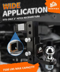 Beefy Adjustable 2 Inch Trailer Hitch Ball Mount 7500 Lbs Capacity Fits 2 Inch Receiver visible with anti-theft lock pins