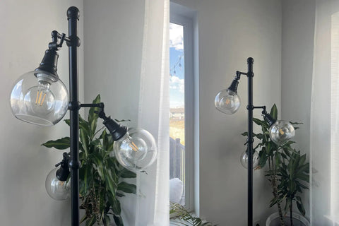 3 Pack Clear Glass Globes For Light Fixtures Replacement 5.9 Inch Diameter 1-5/8 Inch Fitter E26 Compatible in room setting