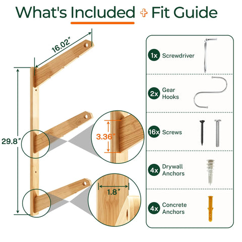 Rock Solid Three Tier Surfboard Wall Rack Hella Heavy Duty Solid Wood Board Holder For Garage And Home Natural Grain Finish Keeps Up To Three Longboards Upright And Totally Secure
